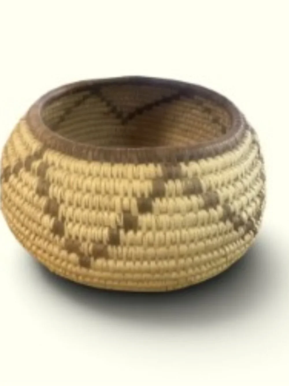 Vintage Southwestern Handwoven Coiled Olla Basket 6.5